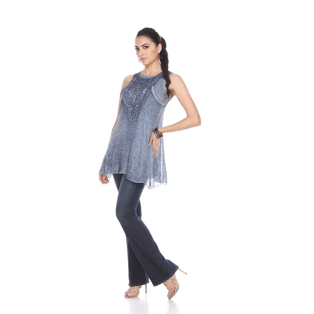 Knit Overlay Sleeveless Top