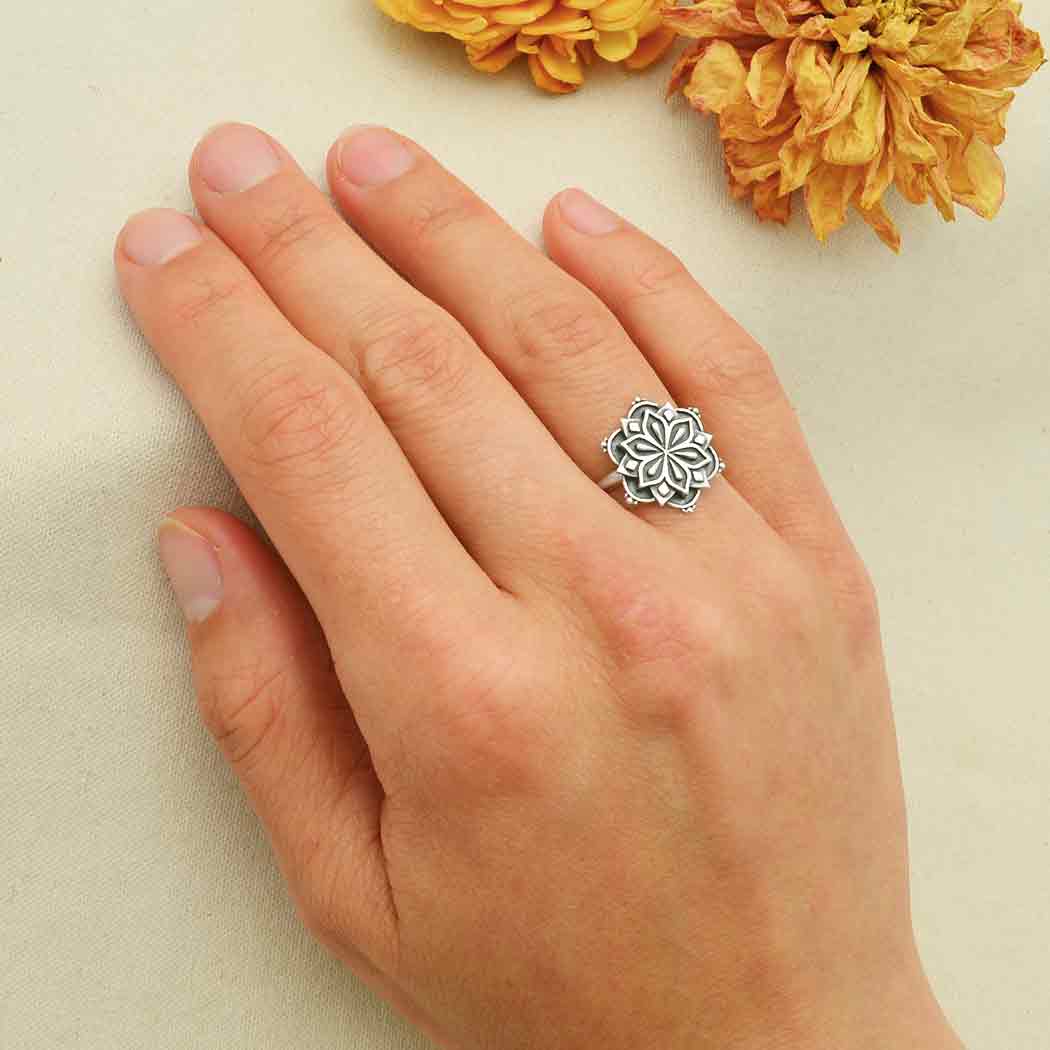 Sterling Mandala Medium Ring