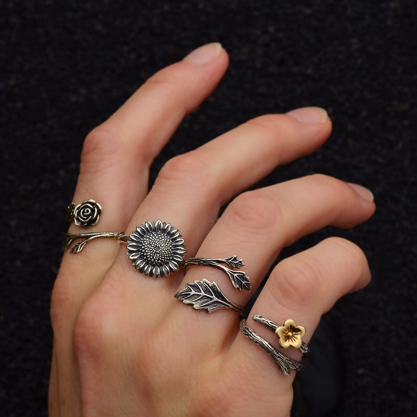 Sterling Sunflower Ring