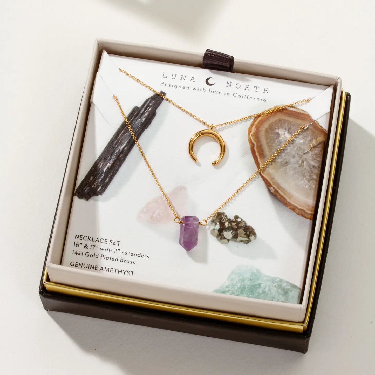 Gemstone Point Necklace Set Amethyst