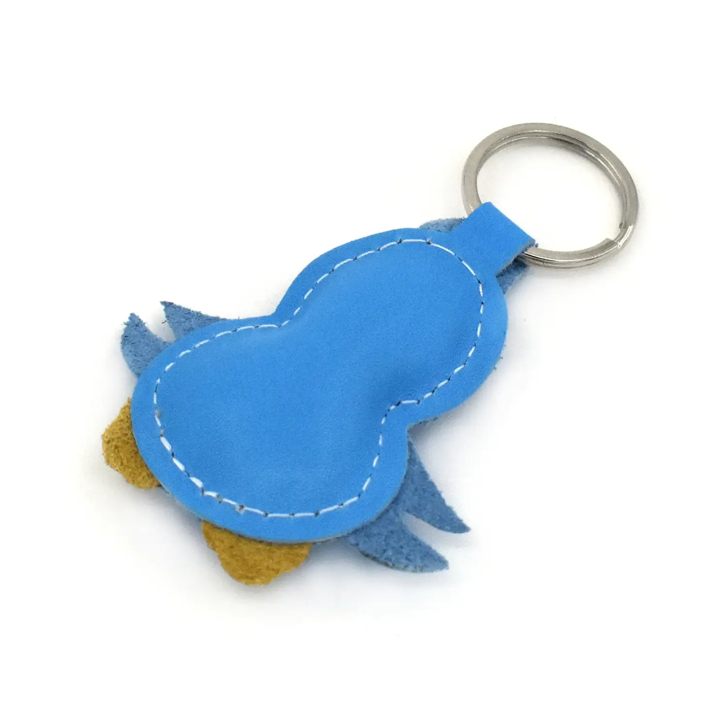Cute Blue Bird Leather Keychain