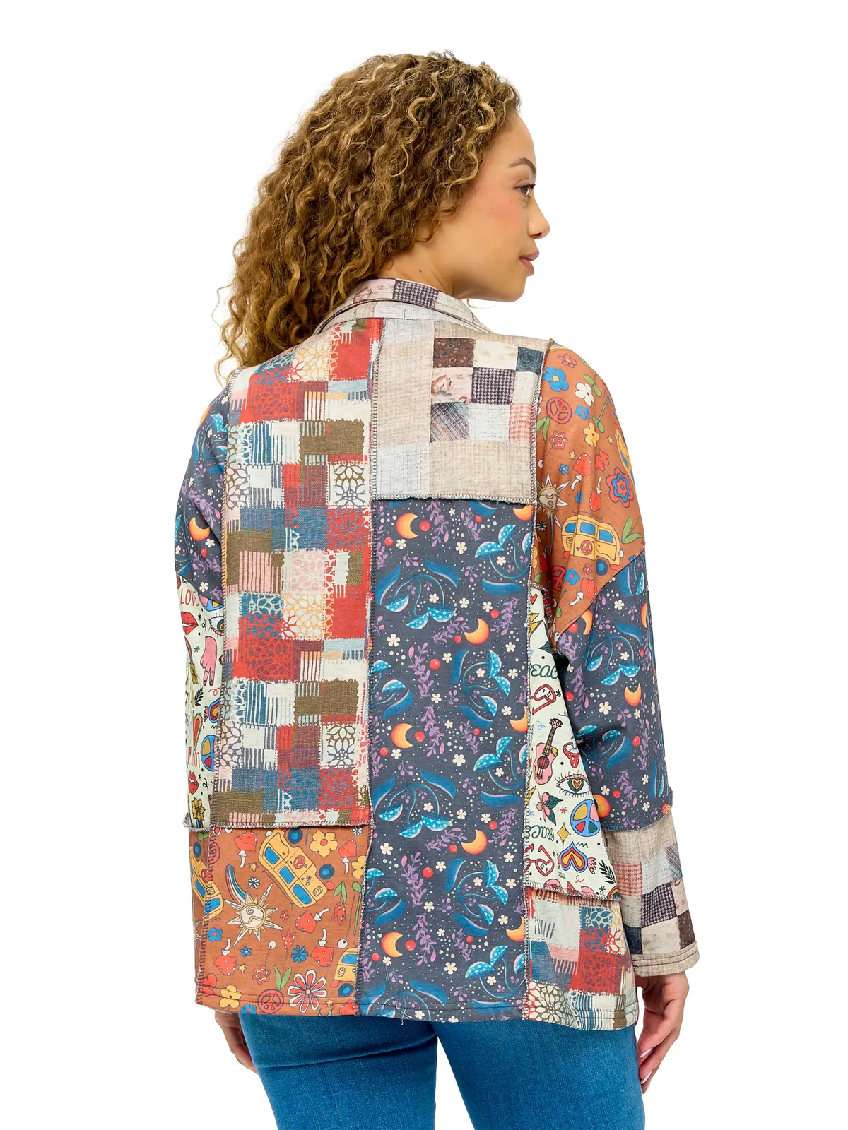 Whimsical Zip Up Patchwork Jacket