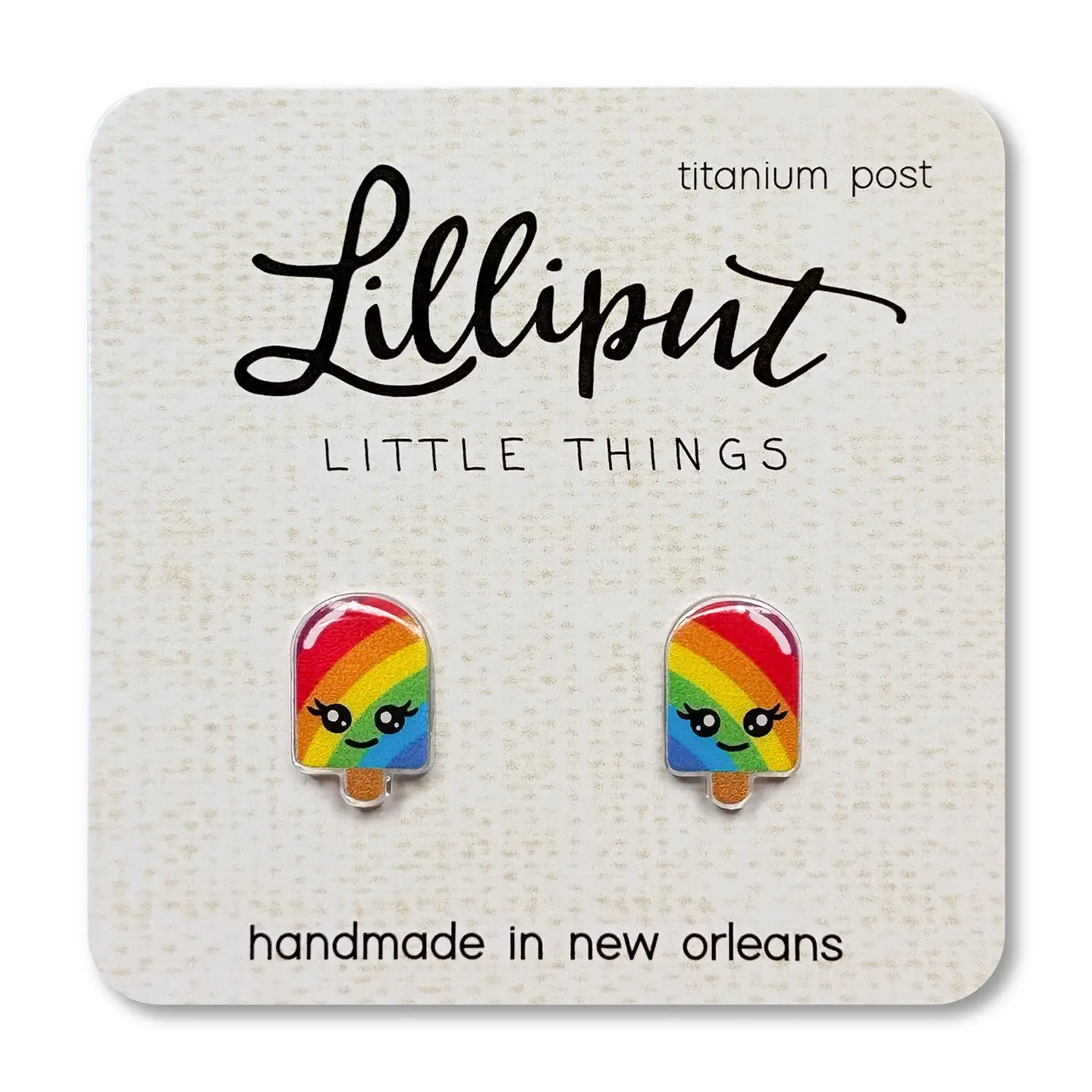 Rainbow Popsicle Stud Earrings