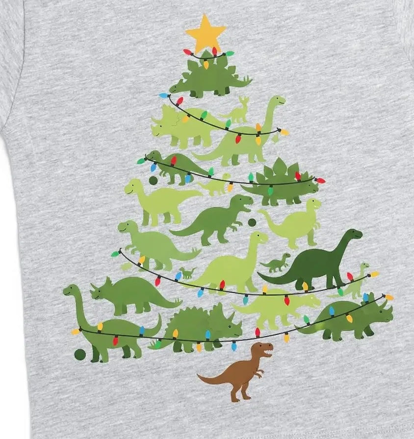 Kids Dino Xmas Tree T-Shirt