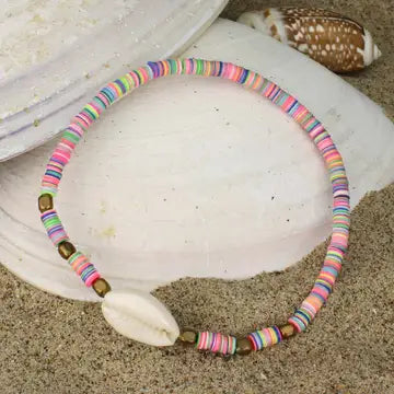 Anklet - Pastel Perfection Heishi Cowry Shell