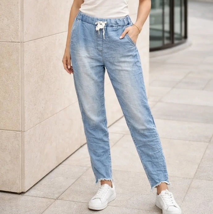 Italian Light Blue Denim Joggers