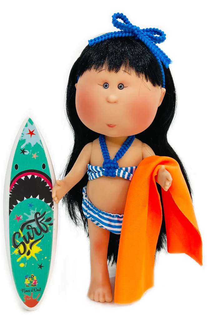 Mia Summer Doll Blue Swimsuit-Black Hair