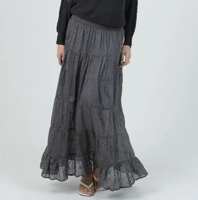 Tiered Skirt With Smocked Waistband