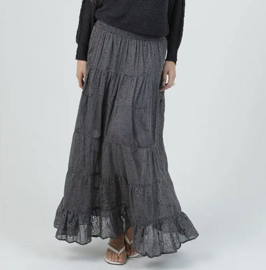 Tiered Skirt With Smocked Waistband