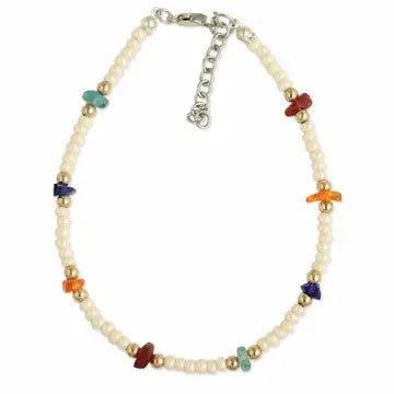 Anklet - Beach Finds Pearl & Glass Chip