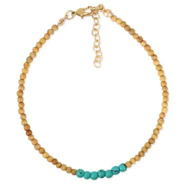 Anklet - Wood & Turquoise Bead