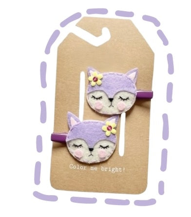 Lilac Cats Hair Clips