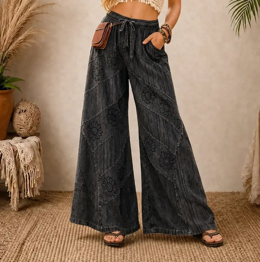 Diagonal Patchwork Palazzo Pants