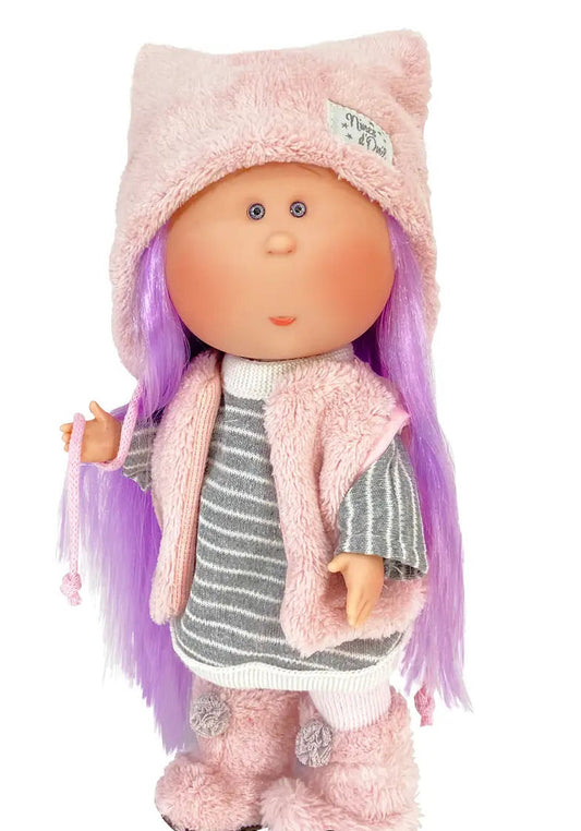 Doll Pink Hat Purple Hair