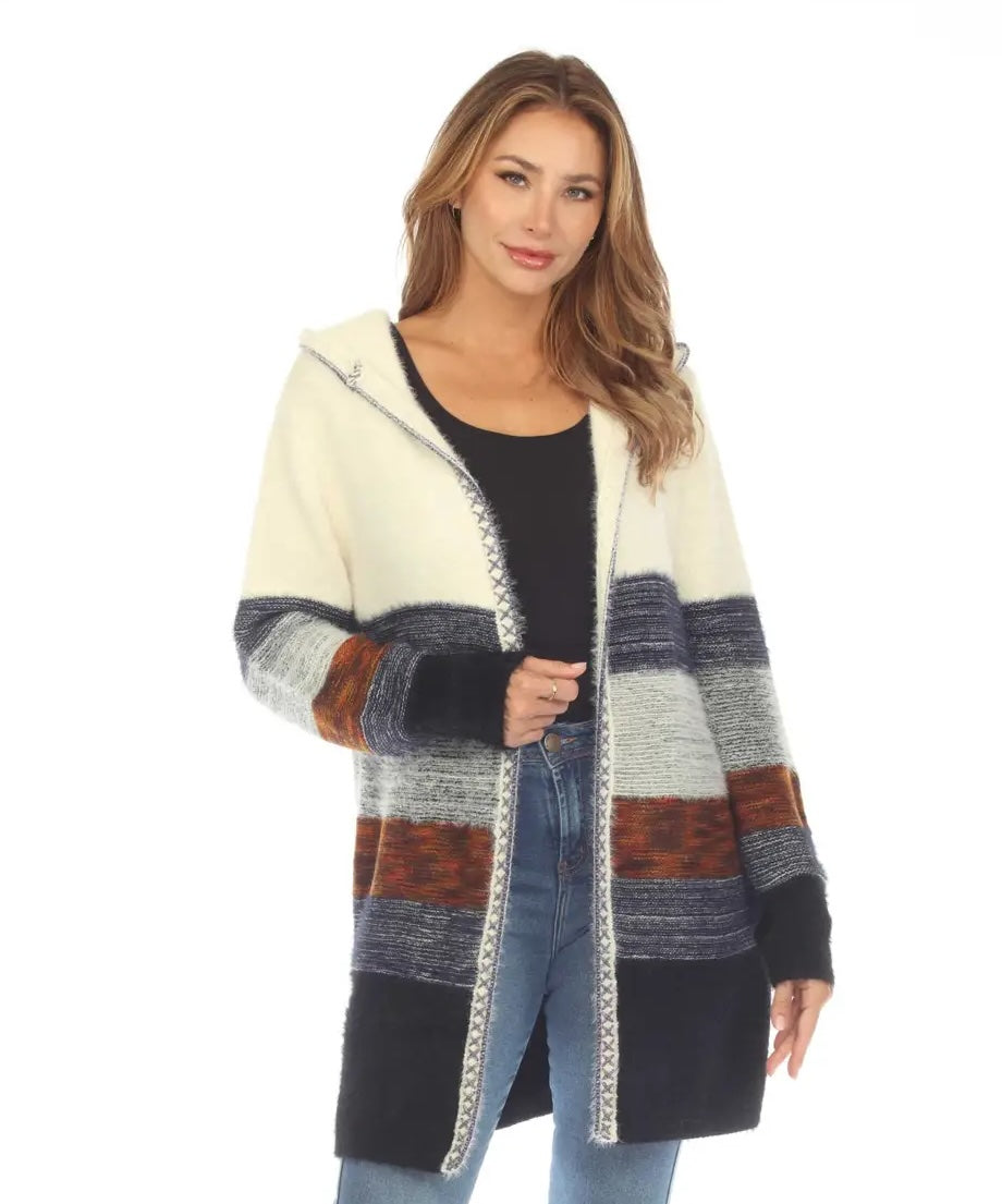 Super Soft Hooded Ombre Sweater Cardigan