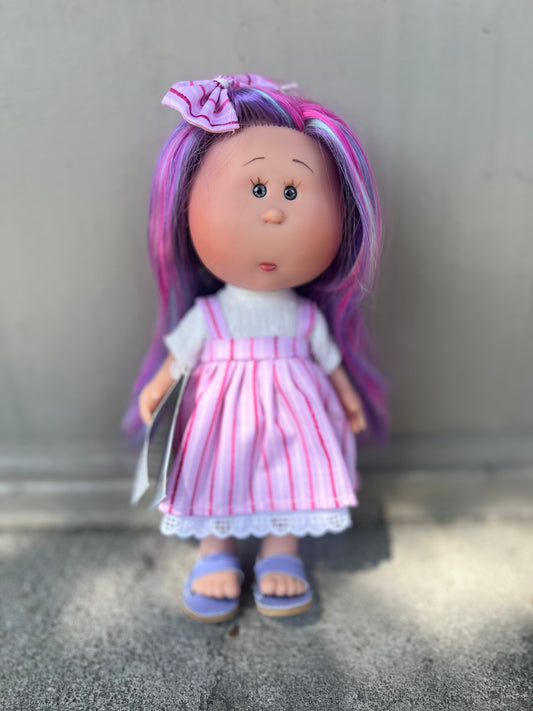 Little Mia Doll Striped Hair + Striped Dress