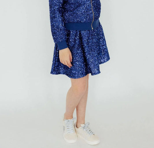 Girls Royal Blue Sequin Skort
