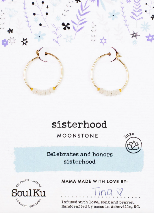 Moonstone Hoop Earrings for Sisterhood