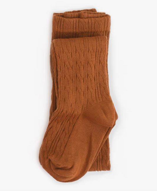 Girls Cable Knit Tights - Sugar Almond