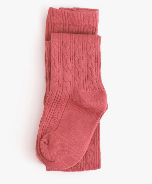 Girls Cable Knit Tights - Strawberry