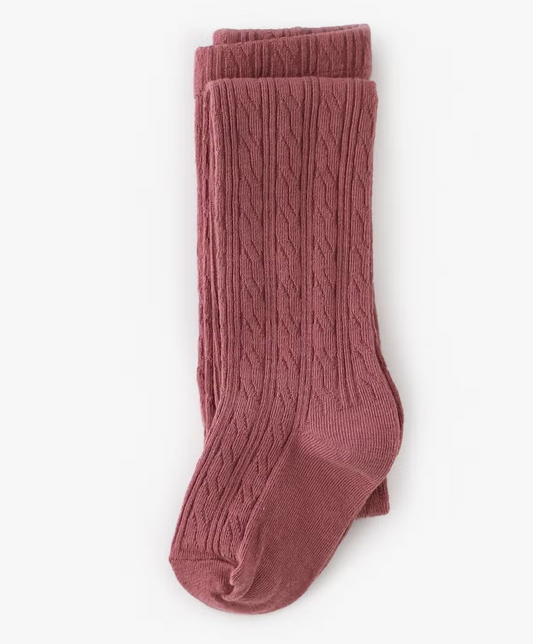 Baby Cable Knit Tights - Mauve Rose