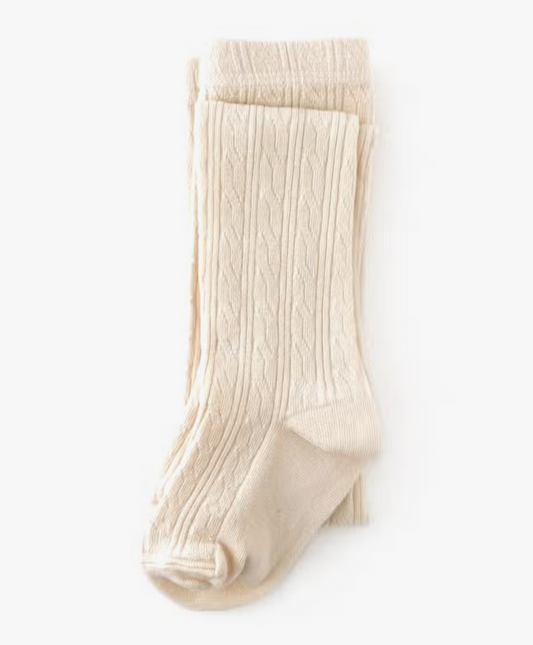 Girls Cable Knit Tights - Vanilla