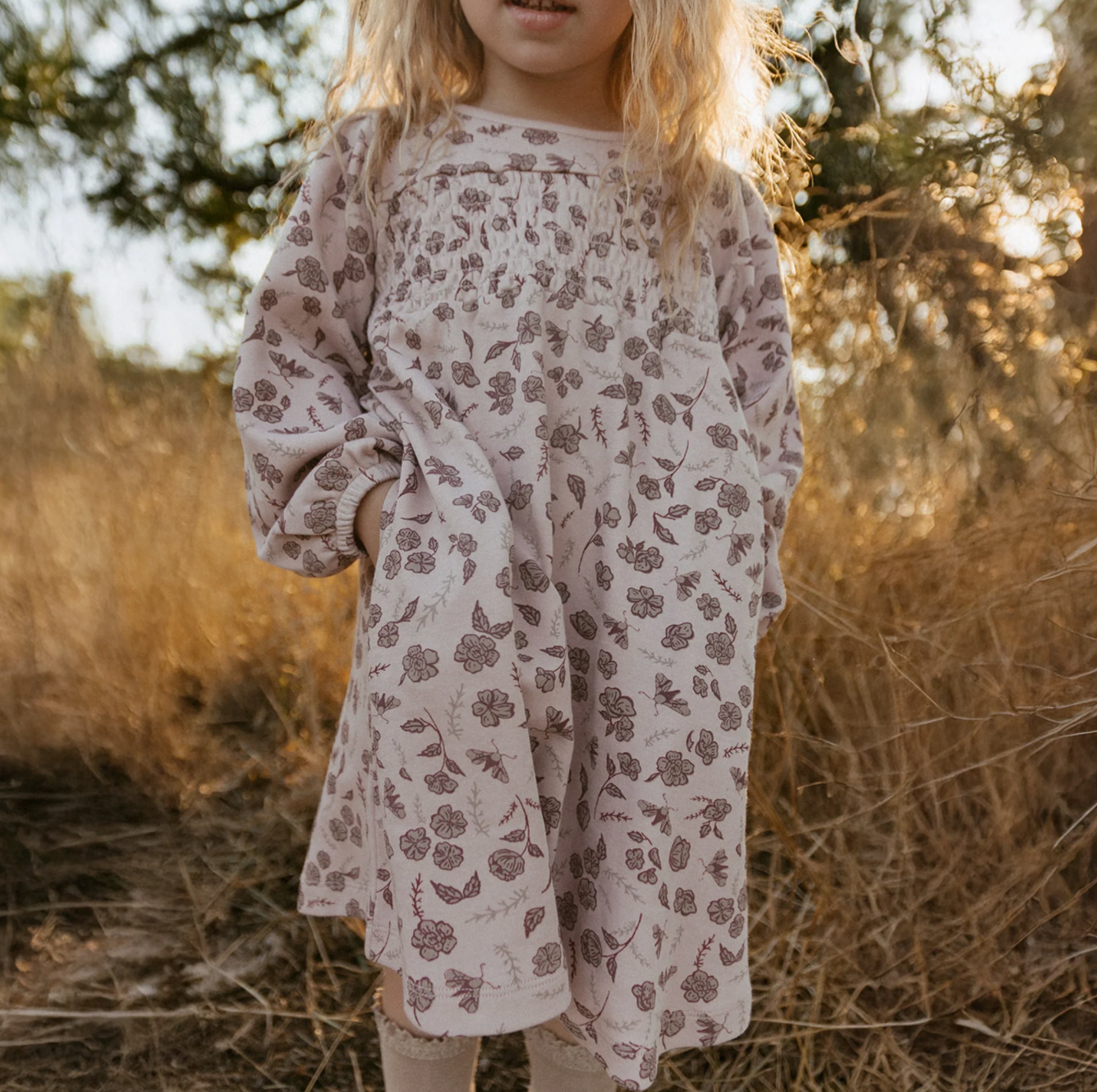 Girls Organic Smocked Sundress Mystic Floral