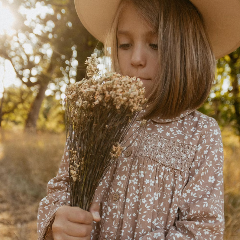Girls Organic Smocked Dress - Harvest