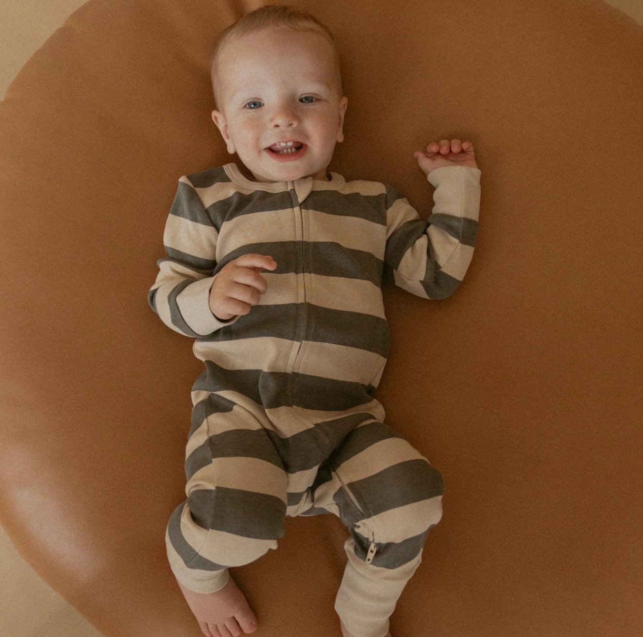 Organic Zip Romper - Bold Stripes