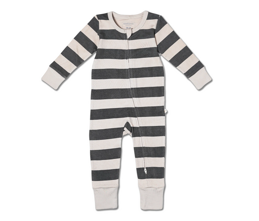 Organic Zip Romper - Bold Stripes