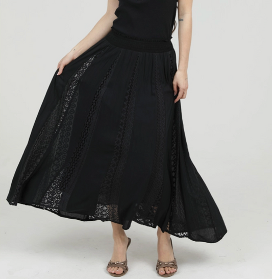 Maxi Skirt with Lace Panels