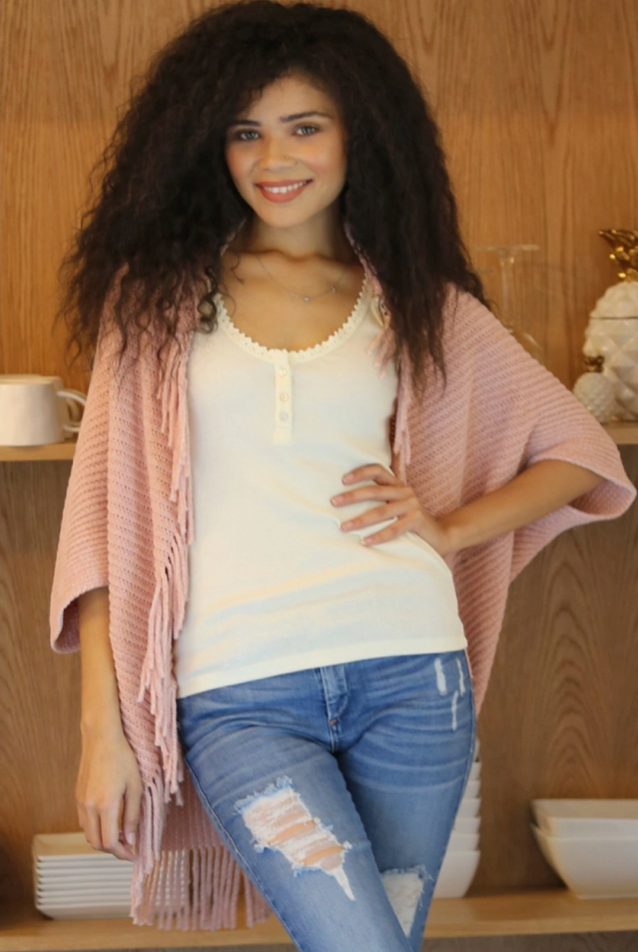 Rib Knit Lace Trim Henley Tank Top