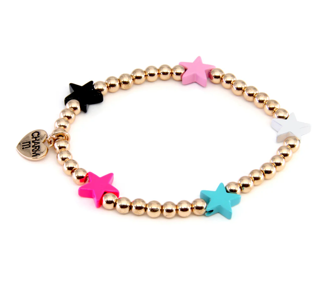 Charm It! Red White & Blue Star Stretch Bead Bracelet