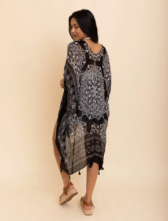 Lightweight Mandala Kimono With Tassels