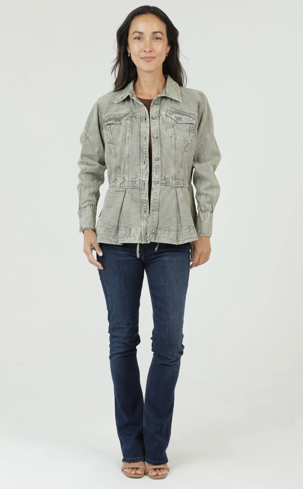 Denim Ruffle Peplum Jacket