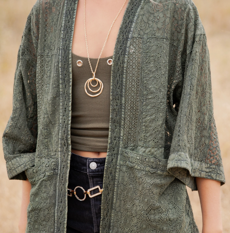 Boho Textured Kimono with Pouch Pockets