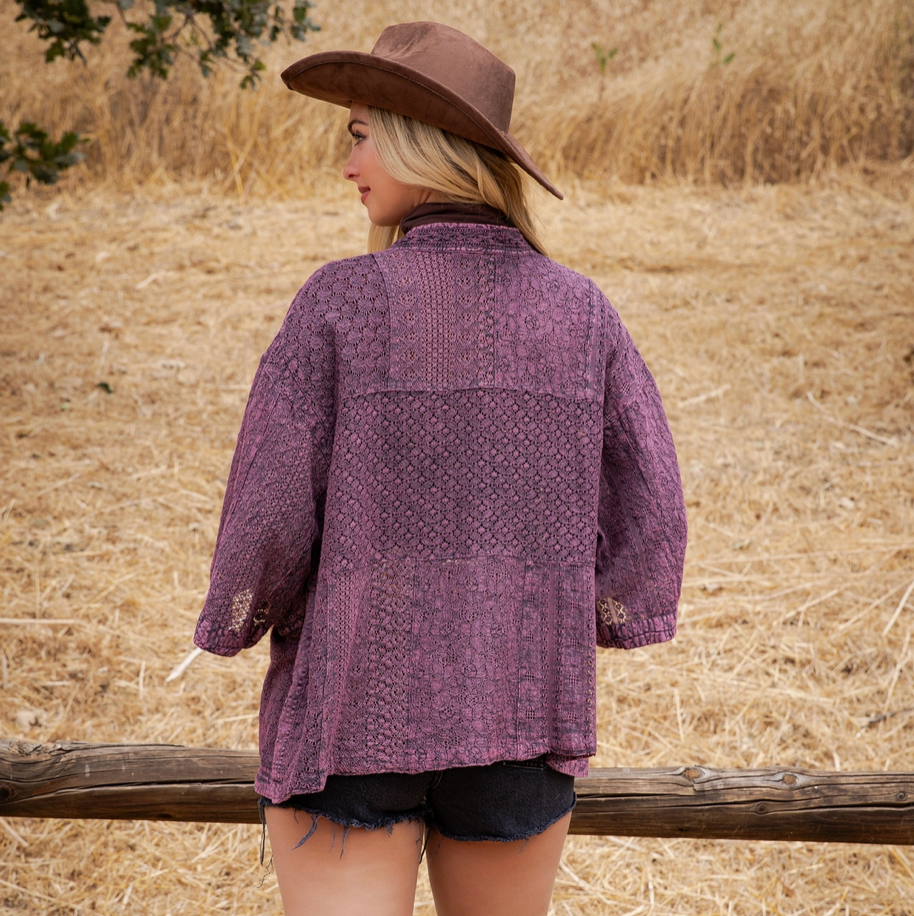 Boho Textured Kimono with Pouch Pockets