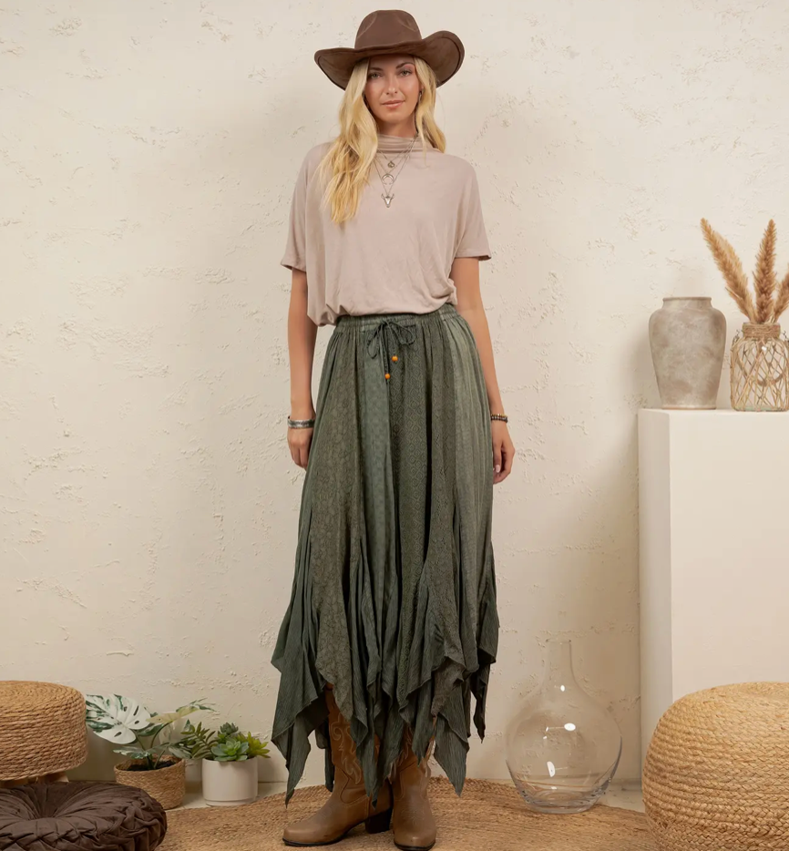 Handkerchief Hem Patchwork Skirt