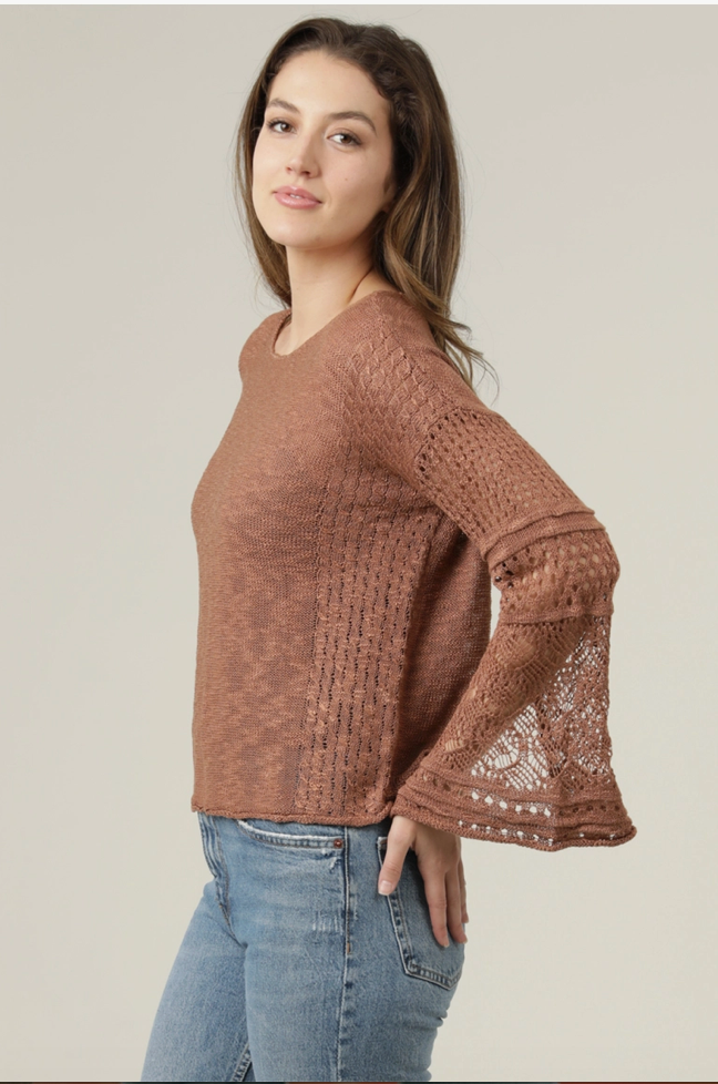 Lightweight Flare Sleeve Pullover Sweater