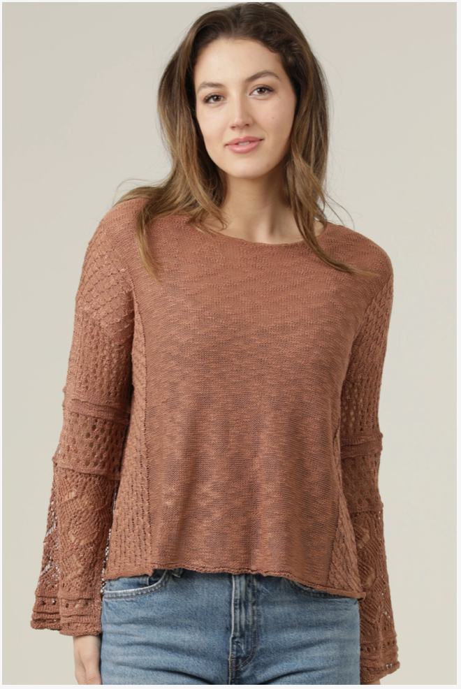 Lightweight Flare Sleeve Pullover Sweater