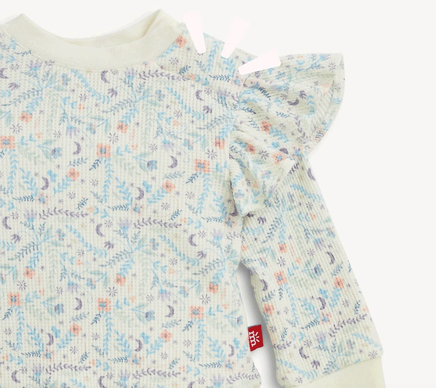 Baby White Floral Waffle Top + Pant Set