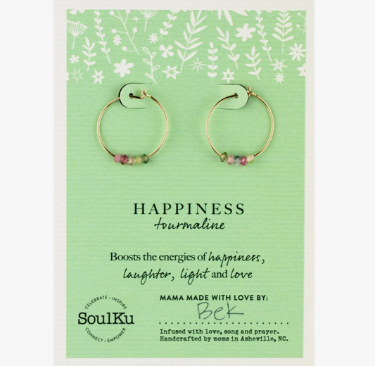 Rainbow Tourmaline Hoop Earrings for Happiness