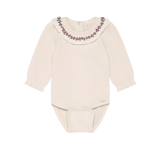 Baby Girl Embroidered Ruffle Collar Onesie