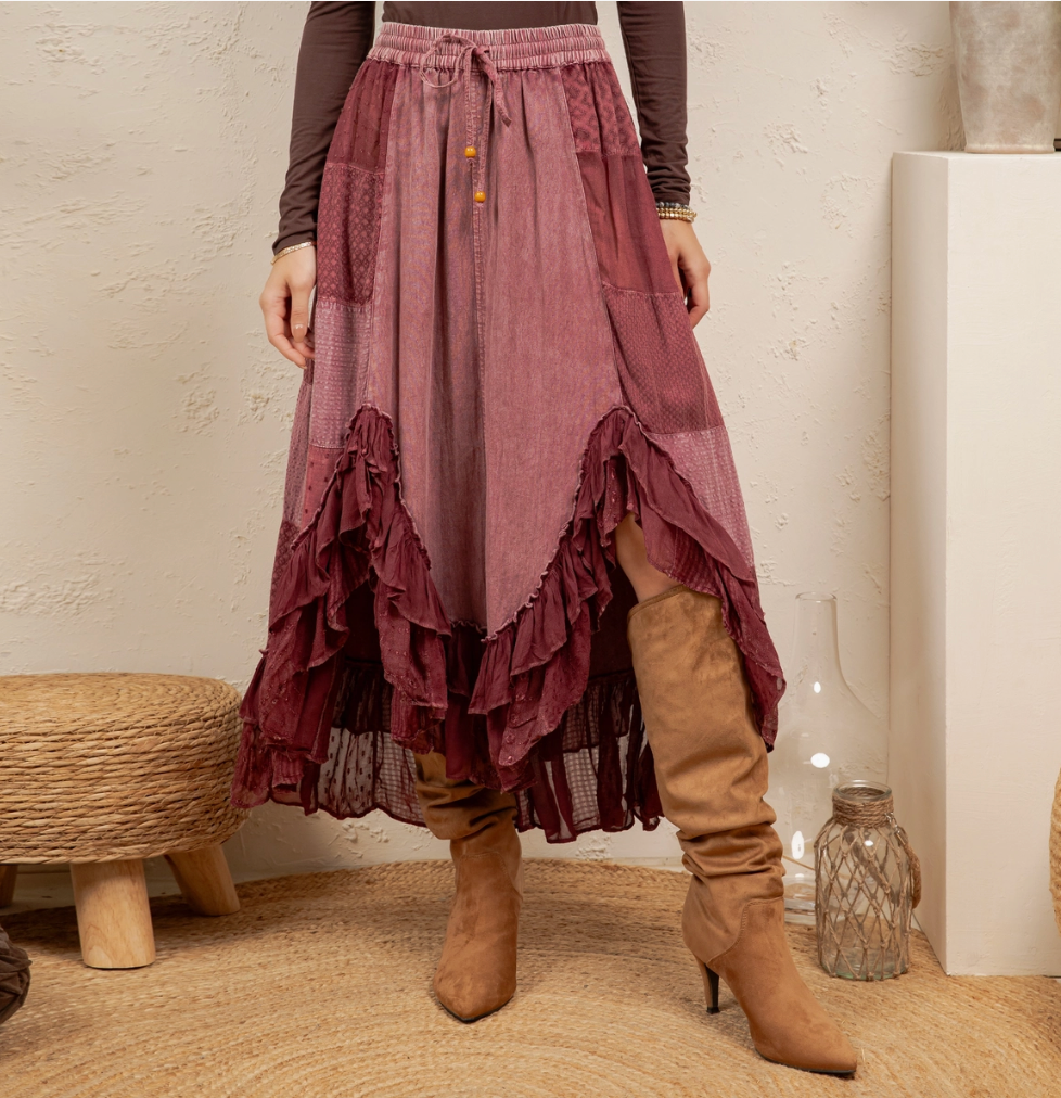 Whimsical Mid-Length Ruffle Skirt