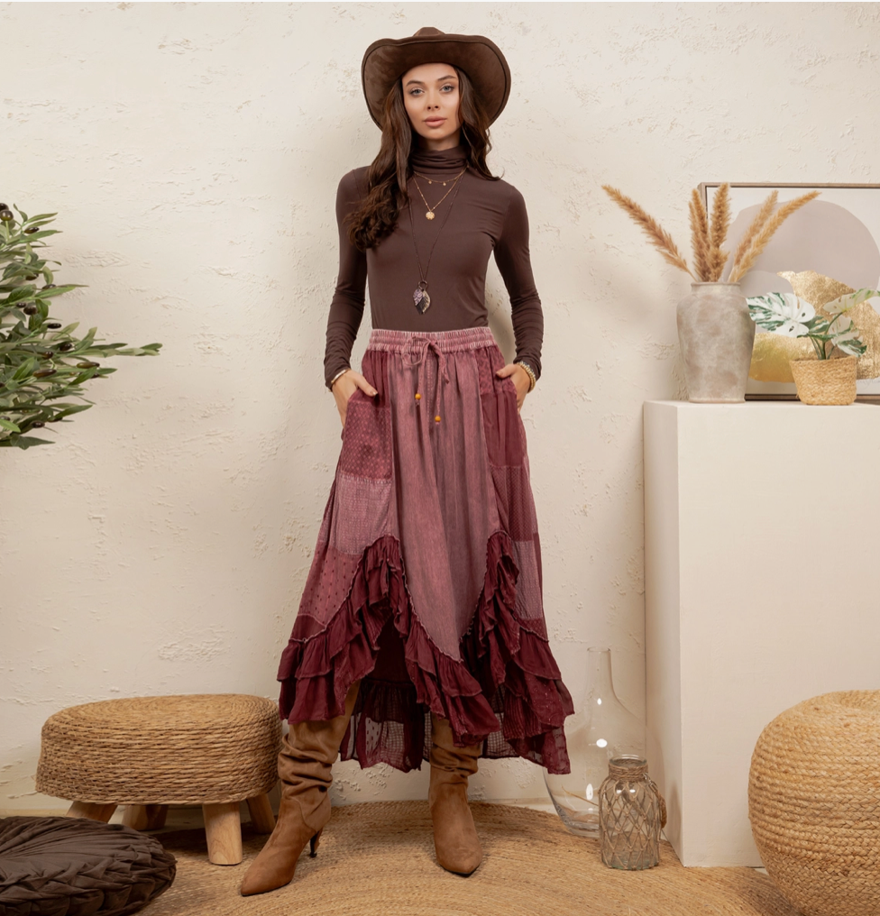 Whimsical Mid-Length Ruffle Skirt