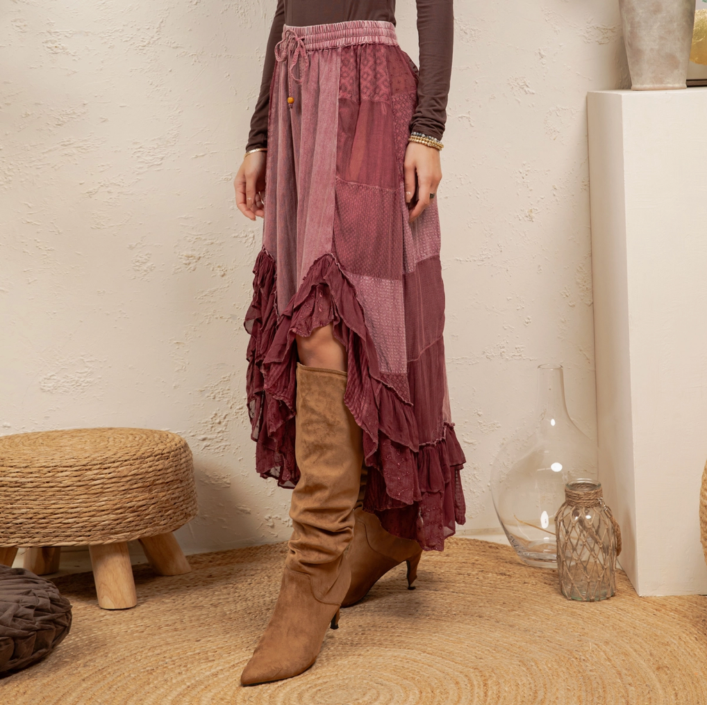 Whimsical Mid-Length Ruffle Skirt