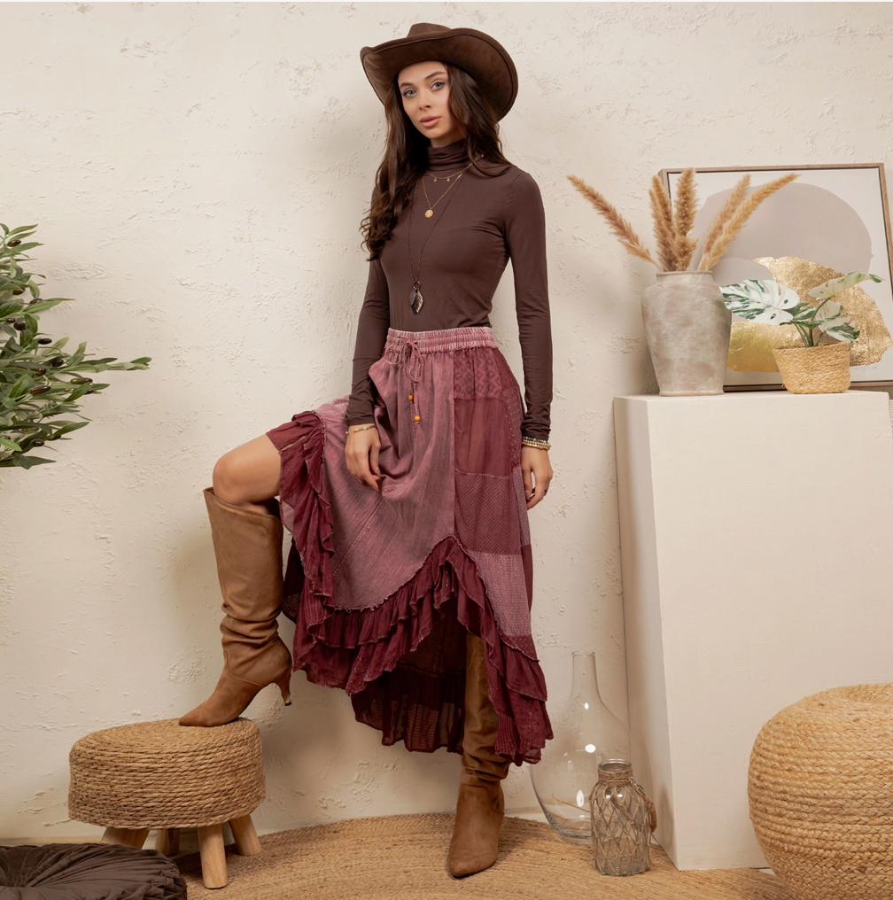 Whimsical Mid-Length Ruffle Skirt