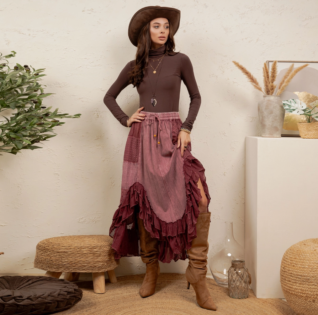 Whimsical Mid-Length Ruffle Skirt