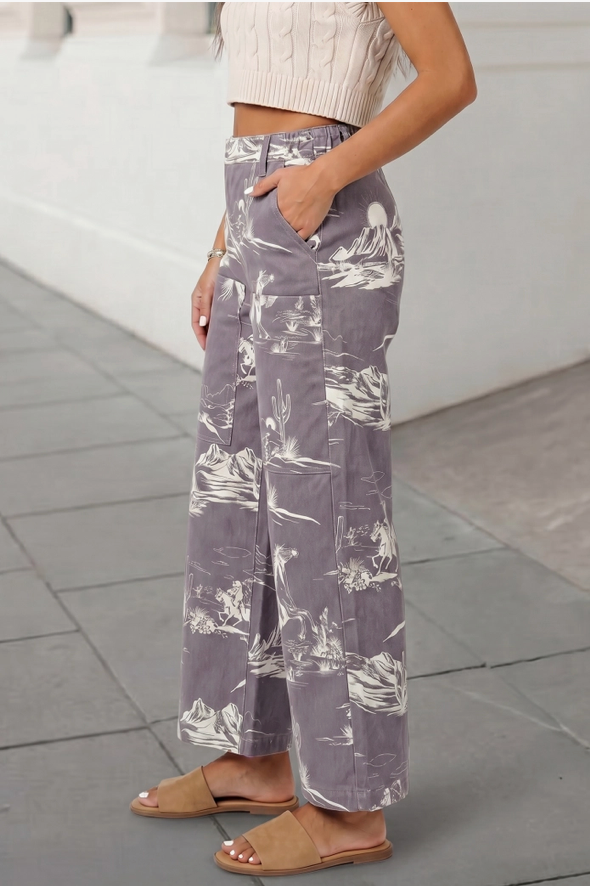 Western Abstract Print Shift Jeans