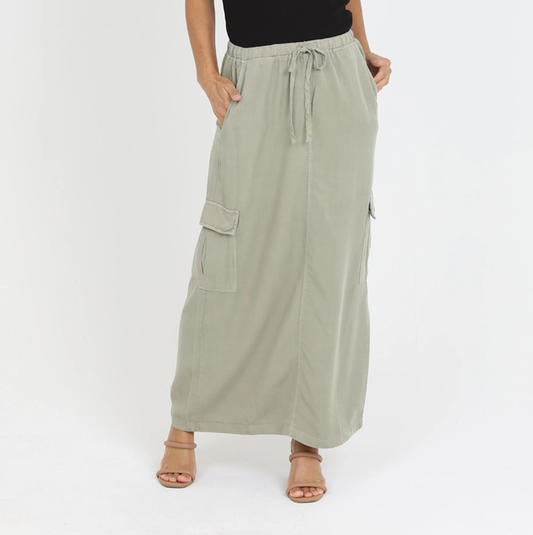 Tencel Cargo Pocket Maxi Skirt